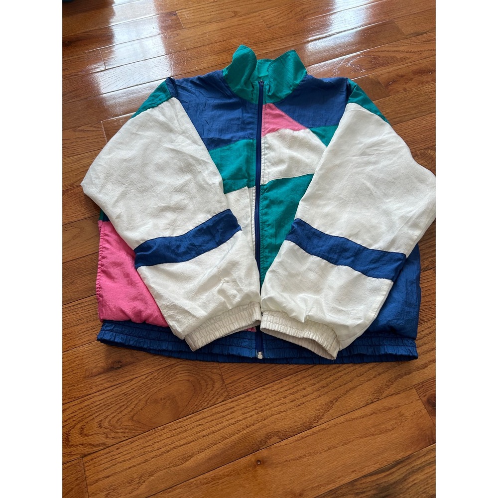Vintage Marzipan Colorblock Windbreaker Jacket 90s Blue Pink Teal Mens Large